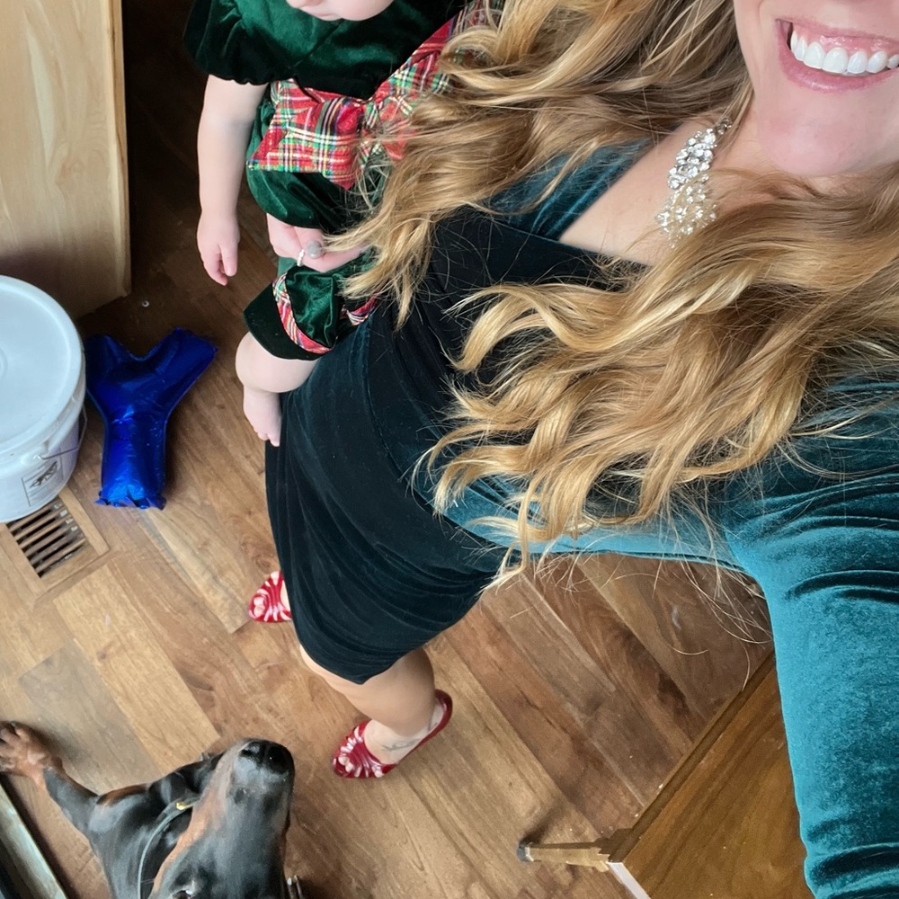 Betsey Johnson Dark Teal Velvet Midi Dress